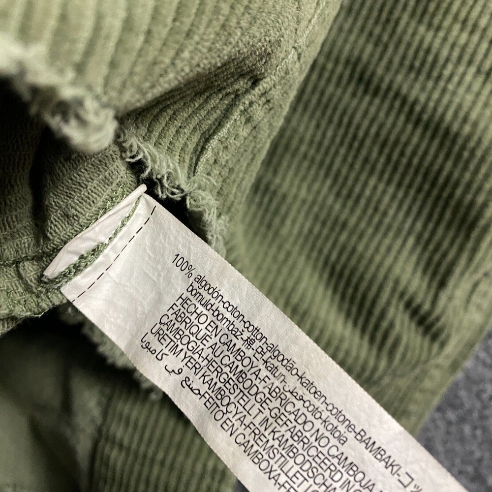 Zara Jacket Womens Small Corduroy Green Trucker Front Pockets‎ Outerwear Frayed - Picture 9 of 10